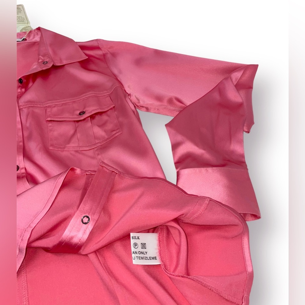 Silk & Cashmere Pure Silk Long Sleeve Western Style Shirt - Picture 11 of 15